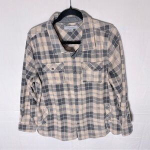 Dictionary Light Pink Plaid Fleece Snap Front Shacket L